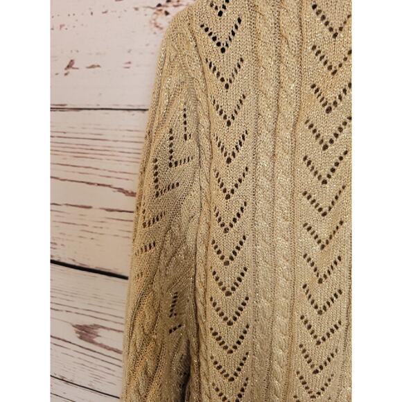 Lane Bryant Tan Metallic Shimmer Tie Front Cardigan Sweater Women's Size 22/24 - Picture 9 of 10